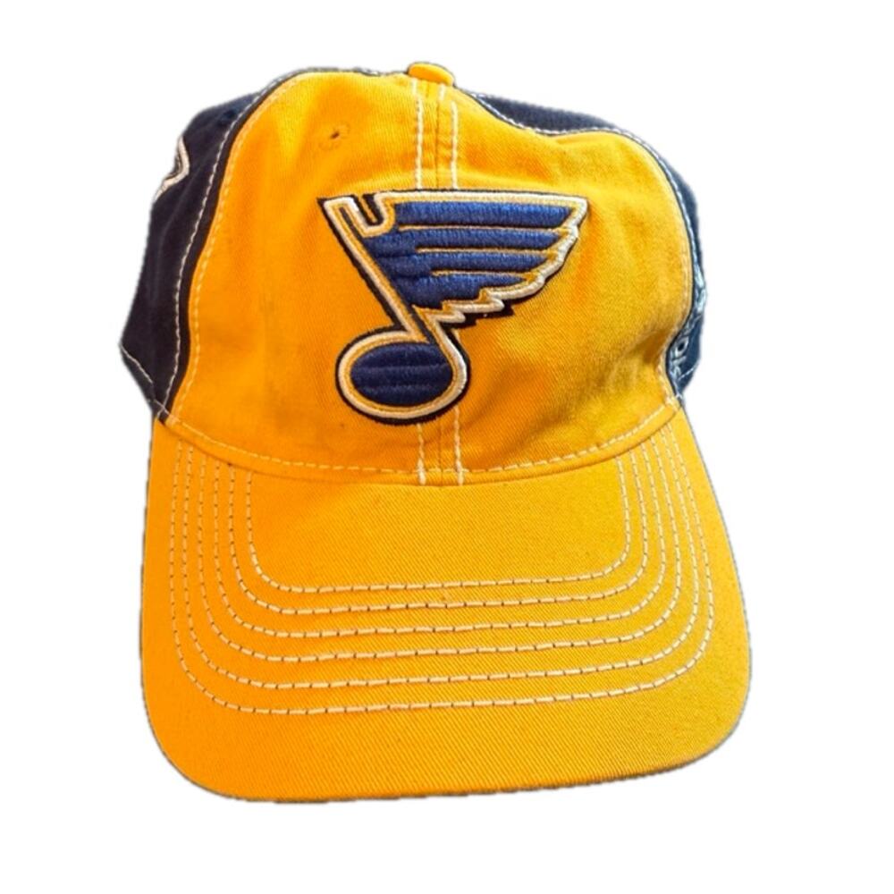 St. Louis Blues Reebok Yellow Navy Adjustable NHL Hat Faceoff Cotton Strapback